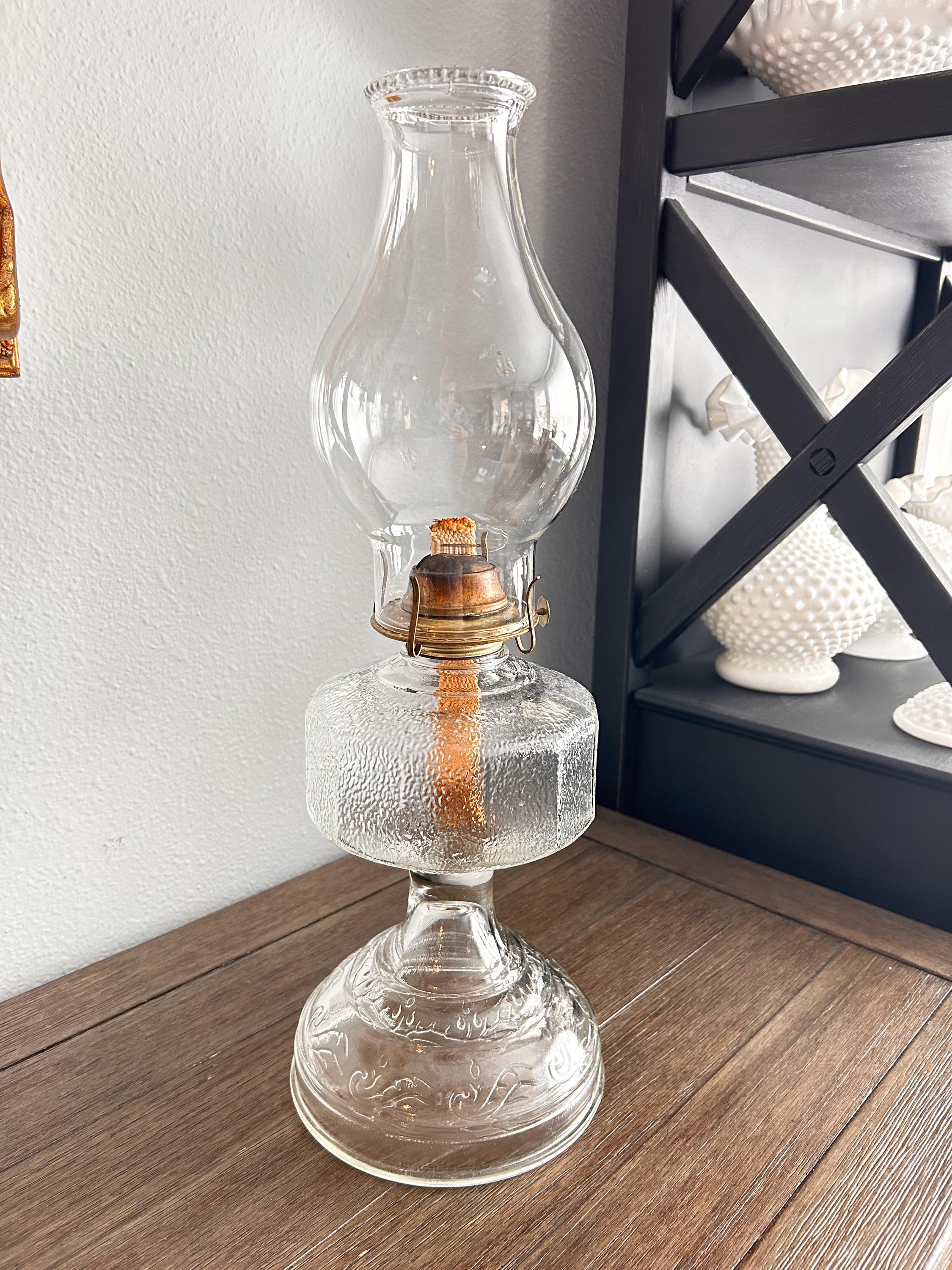 ヴィンテージ レトロ 大型 透明ガラス オイル 灯油 ランプ