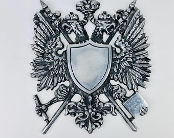 Cast Aluminum Coat of Arms Medieval Knight Shield Hanging Axe Crown Wall Plaque