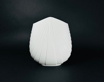 Retro Rosenthal ovale witte porseleinen waaiervaas - geometrische patronen - gemaakt in Duitsland jaren 1970 ~ kunst glazen vaas ~ bloemstukken