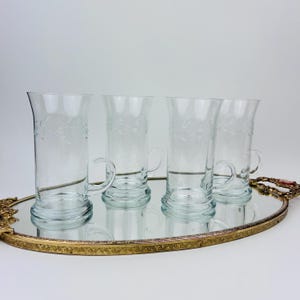 Princess House Etched Crystal Irish Coffee Mugs - Heritage Pattern