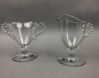 Vintage Imperial Glass Candlewick Milchkännchen und Zuckerdose Set