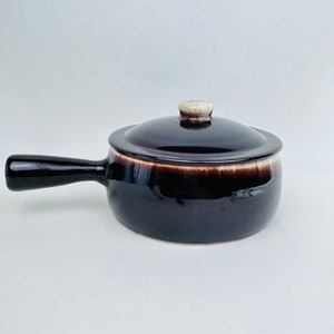 Vintage Pfaltzgraff Brown Drip Glaze Covered Bean Pot Baking Dish Casserole With Handle