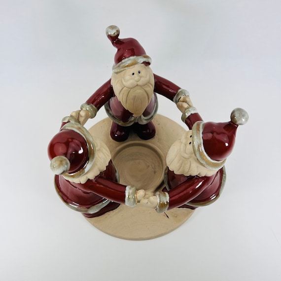 ヴィンテージ陶器製サンタクロースキャンドルホルダー