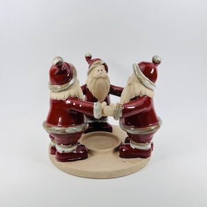 Vintage Christmas Holiday New Year Ceramic Happy Santa Claus Candle Holder ~ Christmas Holiday New Years Eve Party
