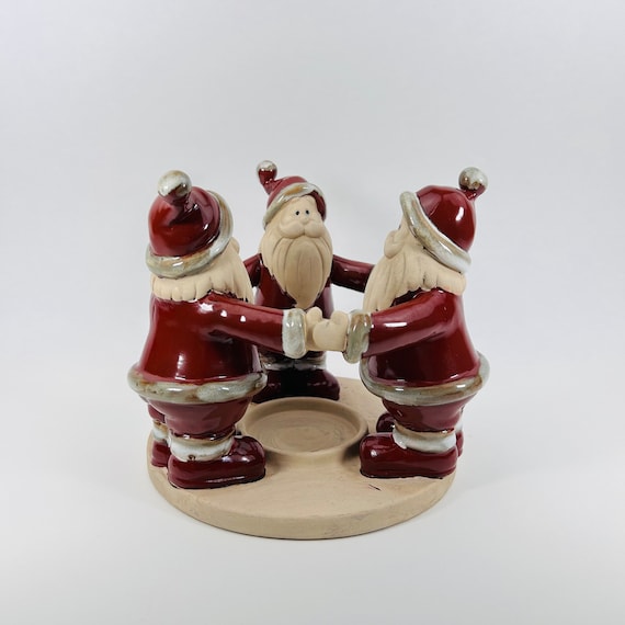 陶器　サンタクロース　クリスマス　お飾り　キャンドルホルダー　サンタ　ツリー ヴィンテージ陶器製サンタクロースキャンドルホルダー