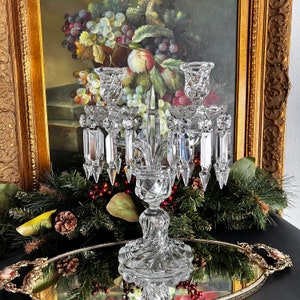 Antiques Baccarat Crystal &quot;Bambous&quot; Pattern 2-Light Candelabra ~ Baccarat Candleholder