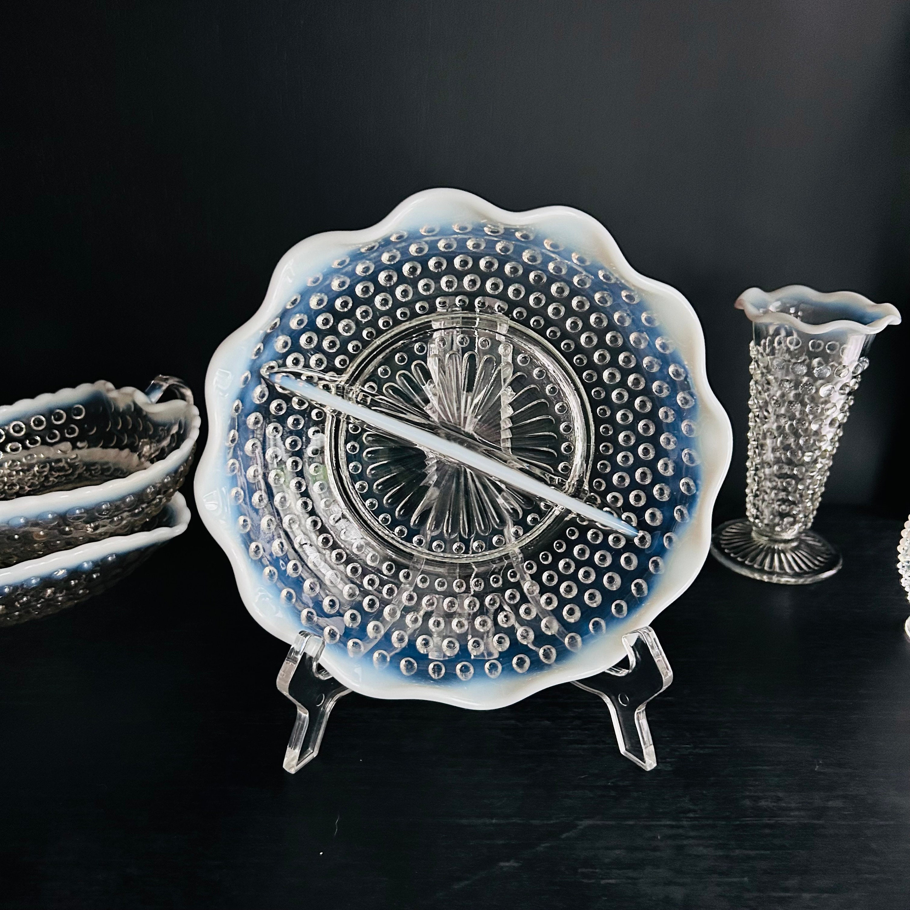 USAヴィンテージFentonフェントン　クリアホブネイル　ウォーターゴブレット Vintage Fenton Crystal Clear Hobnail Large Bowl GORGEOUS