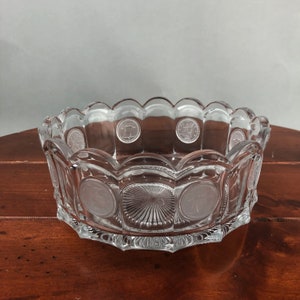 Vintage Fostoria Crystal Coin Glass Round Bowl ~ Clear Coin Glass Round Serving Bowl