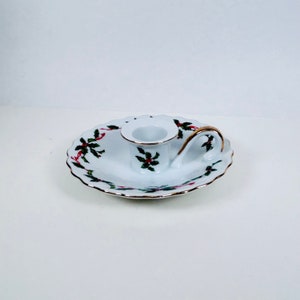 Classic Vintage Lefton Christmas Holly and Berries Candle Holder ~ Japanese vintage