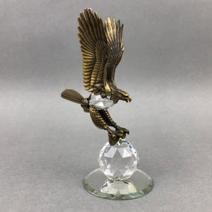 Eagle Figurine Made with Pewter and Swarovski Crystal - Eagle Miniature