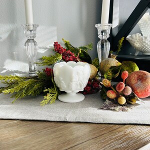 Charming Small Footed White Milk Glass Rose Bowl - Vintage Westmoreland Paneled Grape Design