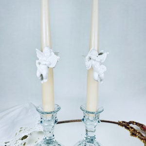 Unique Vintage White Porcelain Ceramic Angel Cherub Napkin Rings Candle Huggers Set of 2 - Add Charm to your Dining Experience