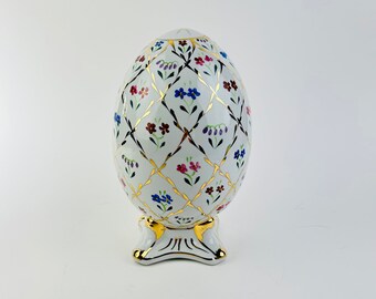Grande bordure en or 10 carats peinte à la main en porcelaine par Formalities ~ décoration de Pâques rétro vintage