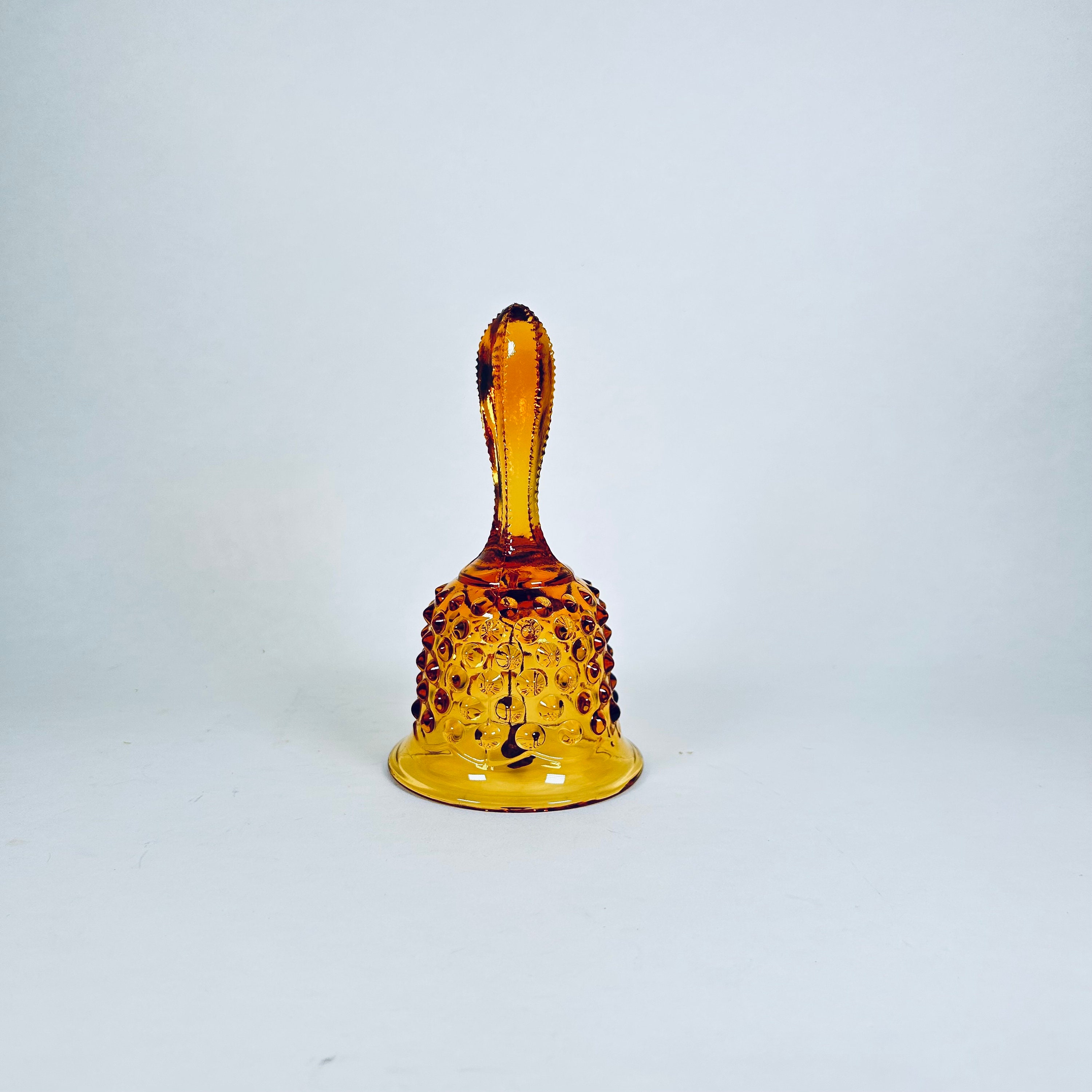 Vintage Fenton Hobnail Amber Glass Glass Bell ~  Fenton Art Glass Collectible ~ Handcrafted in the USA