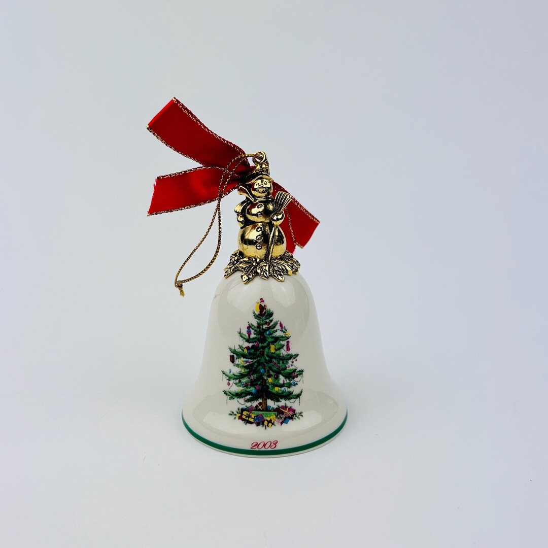 Spode Christmas Tree Snowman Ornament Bell Spode Annual Bell Vintage