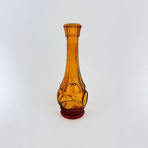 Retro Chic Amber Glass Bud Vase - Vintage Wheaton Coin Glass Design