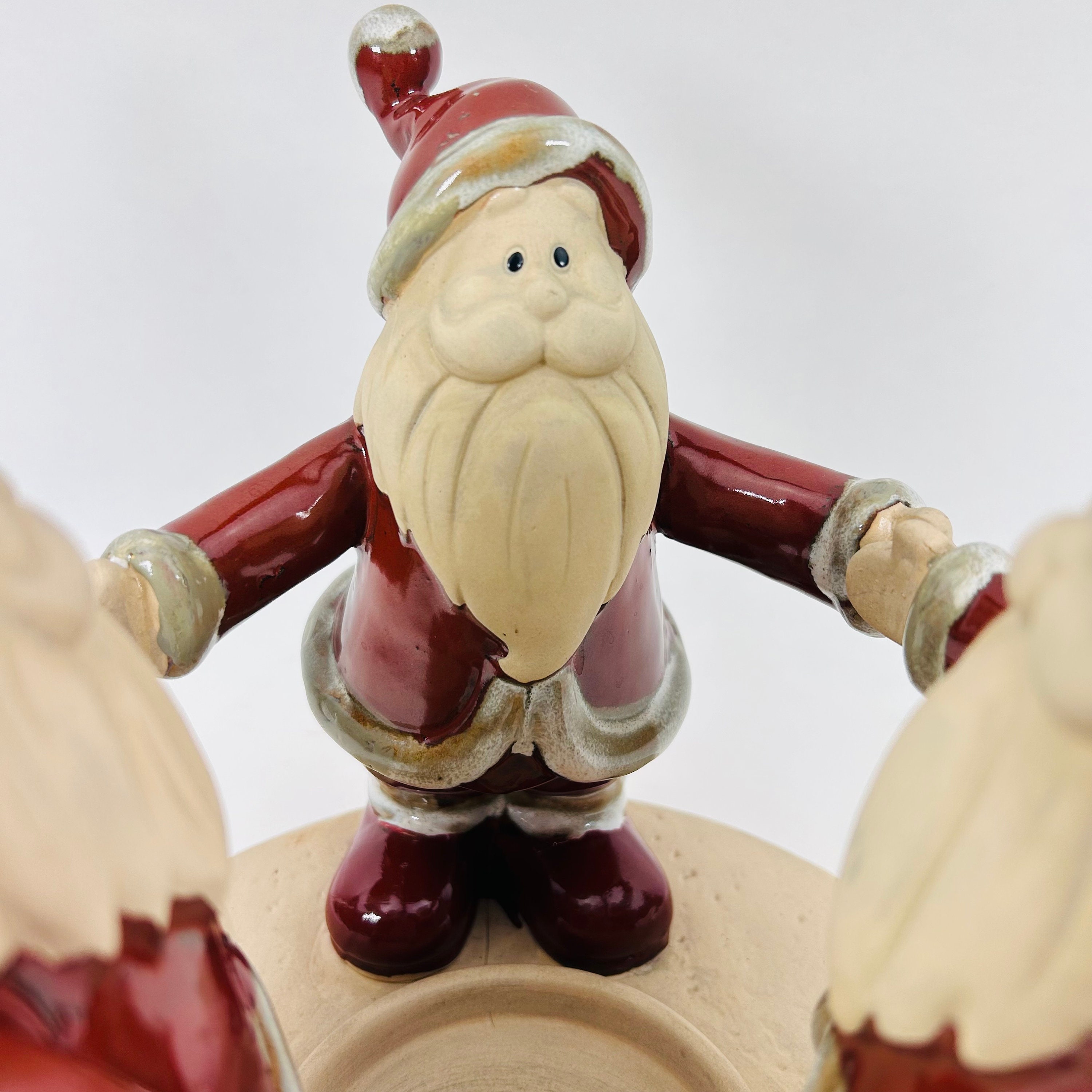 ヴィンテージ陶器製サンタクロースキャンドルホルダー