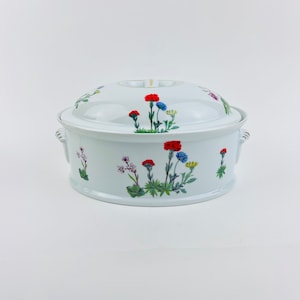 Oval Casserole Dish Tureen by Lourioux Le Faune ~ Ceramic Porcelain White Large Covered Oval Casserole  Tureen