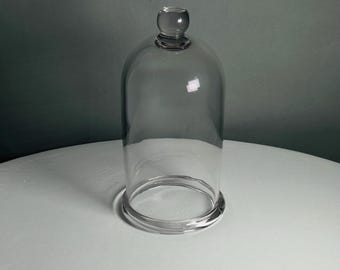 Vintage Clear Glass Bell Cloche – Display Dome with Finial