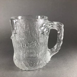 McDonalds Flintstone TreeMendous Mug Clear Glass Drink Cup Coffee Mug ~ McDonald&#39;s Vintage Glasses ~ 3D McDonald&#39;s Flintstone Mug