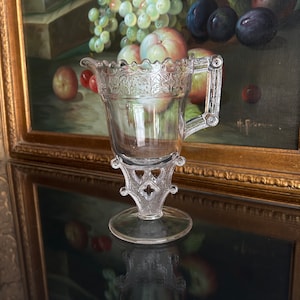 Antique EAPG Belmont Glass Creamer Small Pitcher - Victorian Table Decor