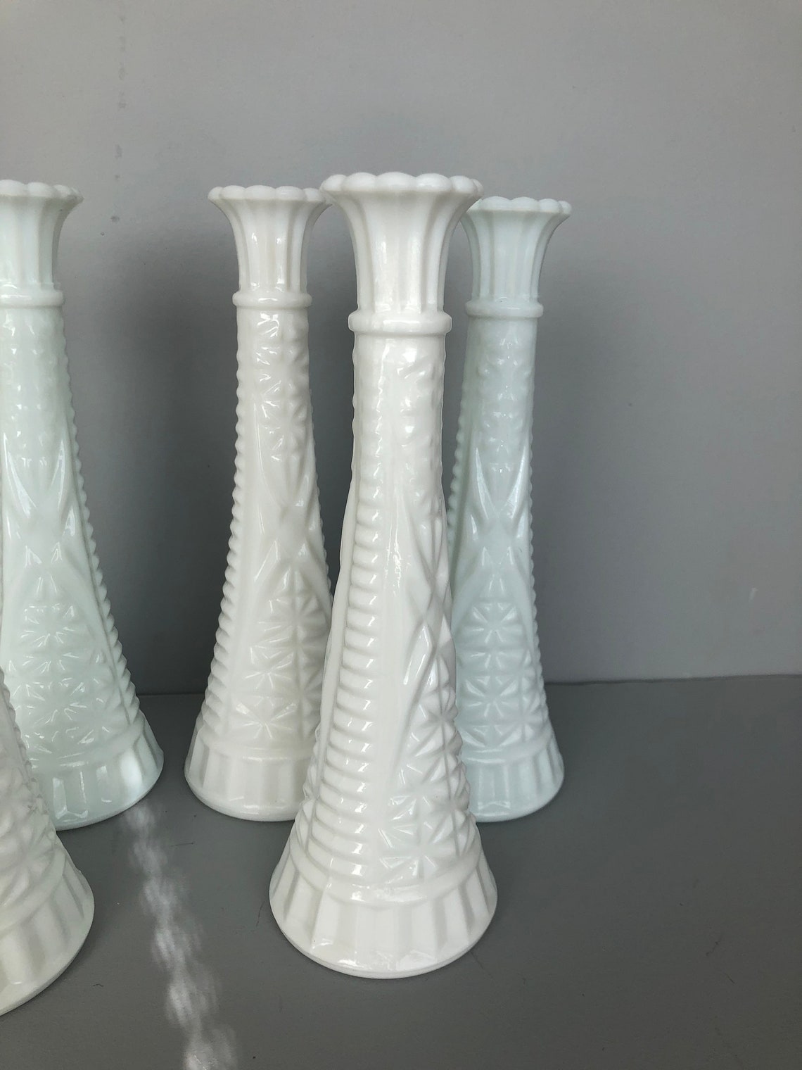 Set of 8 Vintage Milk Glass Vases/ Milk Glass Bud Vase/ Etsy