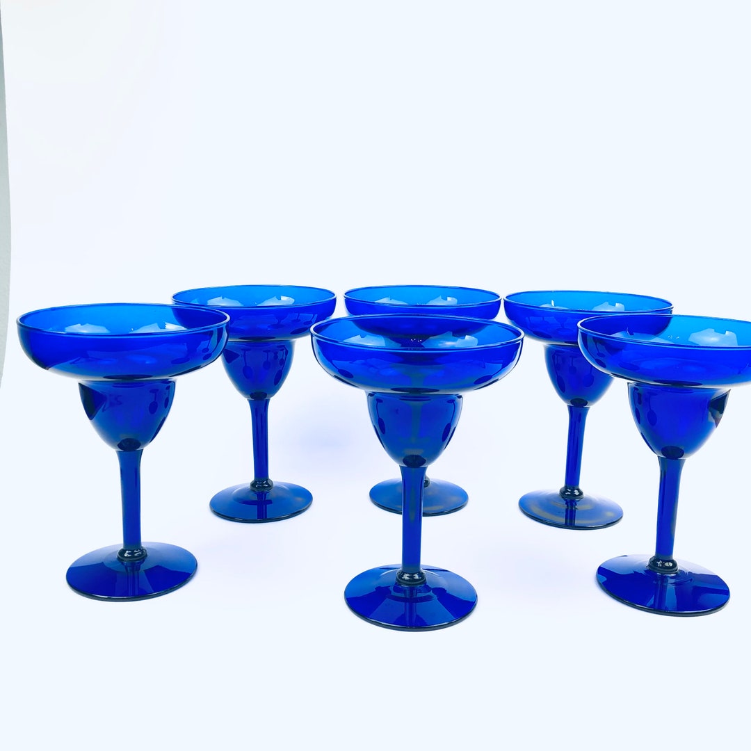 Cobalt Blue Glass Margarita Glasses Set of 6 Etsy