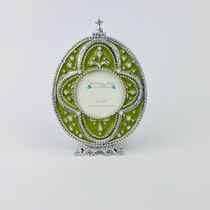 Egg-Shaped Enamel Sheffield Home Picture Frame ~ Easter Picture Frame