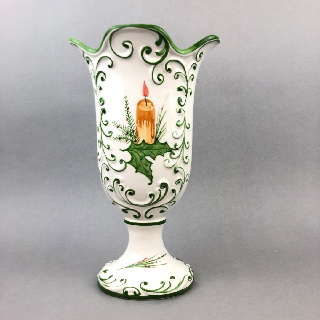 RCCL Portugal Hand Painted Christmas Vase/ Porcelain Christmas Vase