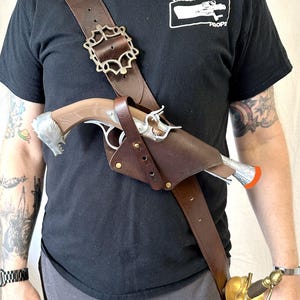 Pirate Cutlass Holder and Flinlock holster over the shoulder belt Bandolier