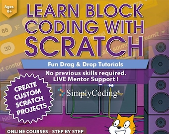 Coding For Kids, Scratch Coding Course, Learn to Code, Kids STEM Course, Stem Homeschool Activities, Kids Coding Activity, Scratch Code