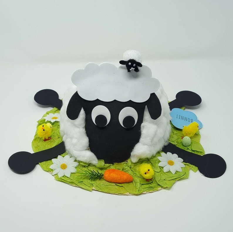 DIY Make Your Own Fluffy Sheep Easter Bonnet Easter Egg Hunt Parade Party Hat image 3