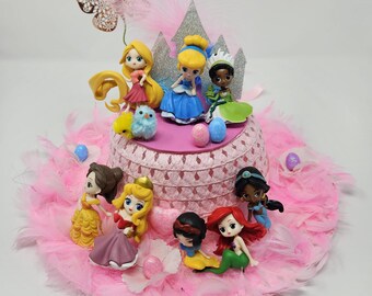 Handmade Magic Disney Princess Easter Bonnet Party Hat Flowers Fluffy Pink Girls Hat