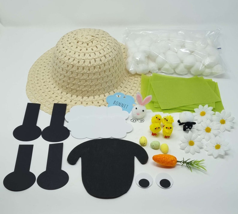 DIY Make Your Own Fluffy Sheep Easter Bonnet Easter Egg Hunt Parade Party Hat image 2