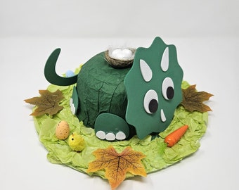 Handmade Dinosaur Easter Bonnet Boys Party Hat Triceratops Dino