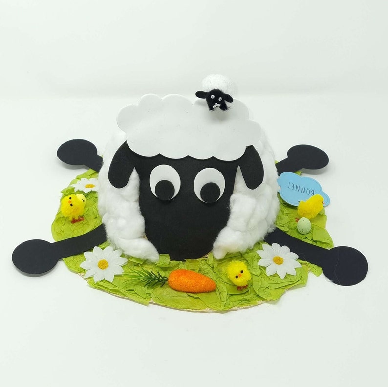 DIY Make Your Own Fluffy Sheep Easter Bonnet Easter Egg Hunt Parade Party Hat image 1