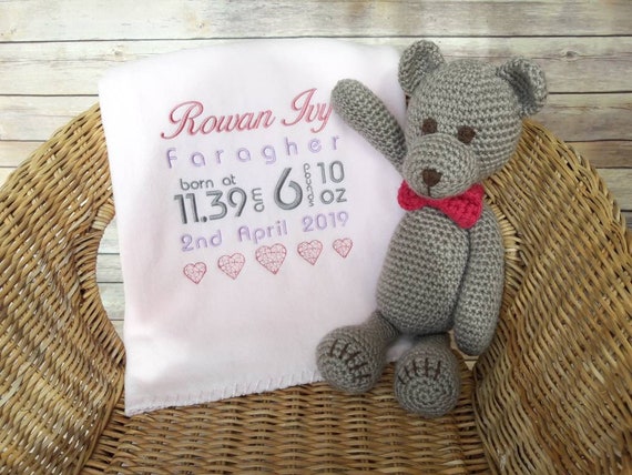 personalised baby blankets with birth details