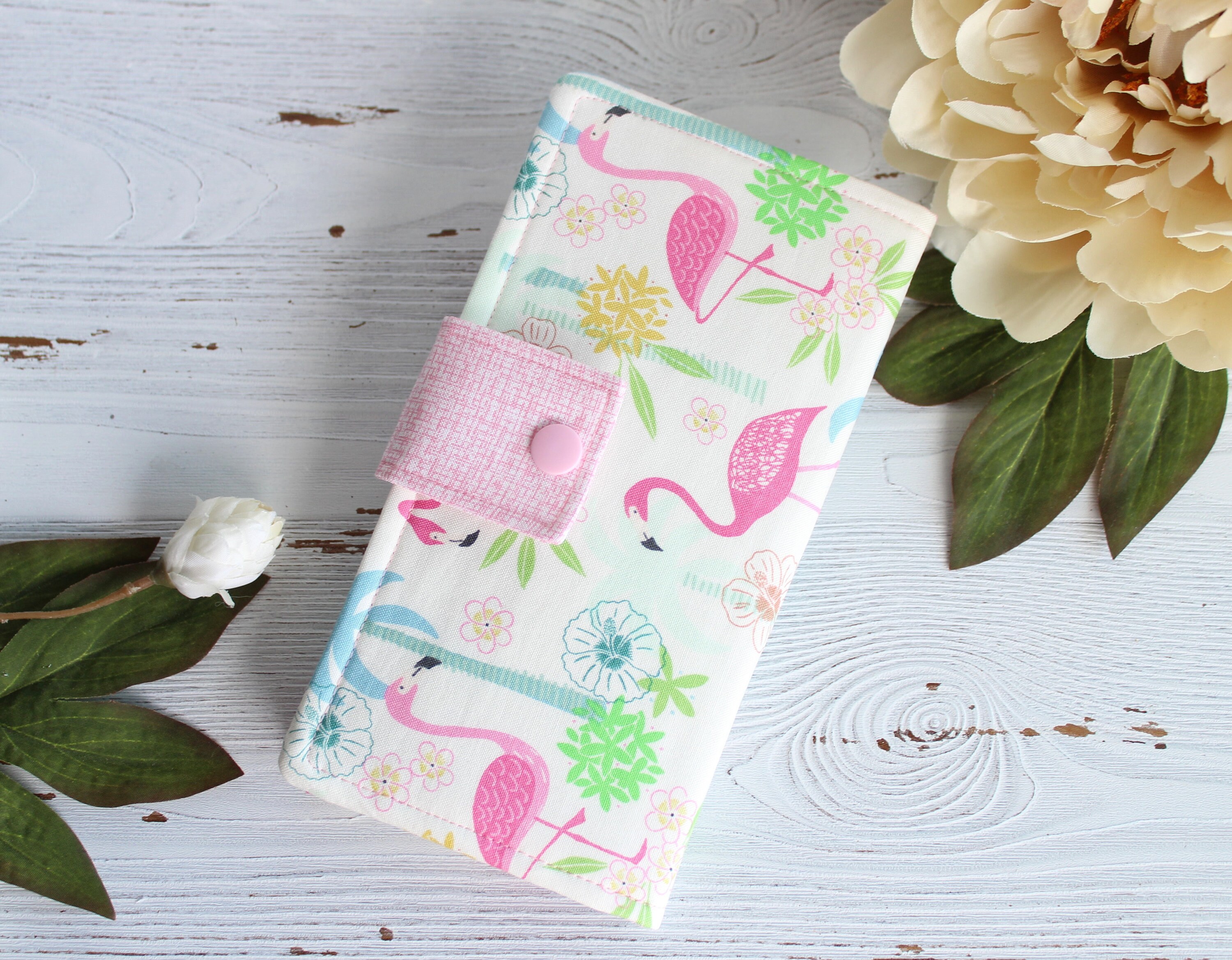 Pink Flamingos Wallet Women's bifold fabric slim handmade Etsy