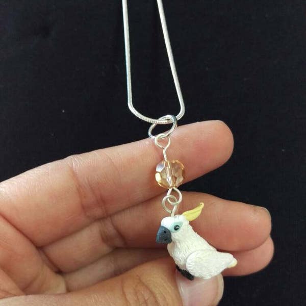 Yellow cockatoos pendant, cockatoos jewelry