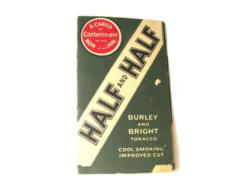 Vintage 1940s Pack Half and Half Pipe Tobacco Brand Cigarette Rolling Papers 1.5x2.75 in FREE SH
