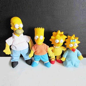 4 Matt Groening The Simpsons Plastic Head Cloth Doll Figures 1990s 11 inches tall FREE SH