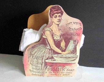 Vintage Pears Soap Advertising Printed on Composite Wood Bath Powder Room Towel or Incidentals Rack Holder  FREE SH