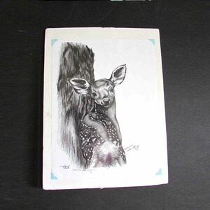 Woodland Babe Pencil Drawing Print by Maire Wanger 1990 8.5x11" FREE SH