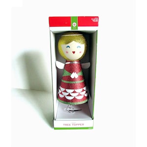 New in Box Christmas Angel Tree Topper Glitter, 11 inches tall  FREE SH