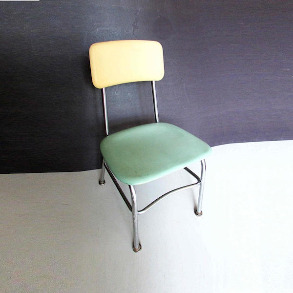 Green Cream Mid-century Heywood Wakefield "HeyWoodite" school chair Made USA 25" tall  FREE SH