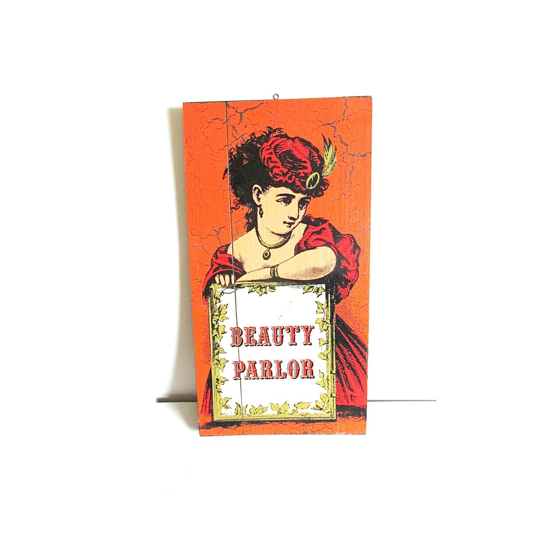 1960s Hand Screened Beauty Parlor Sign on Wood by George Nathan, Hair ...