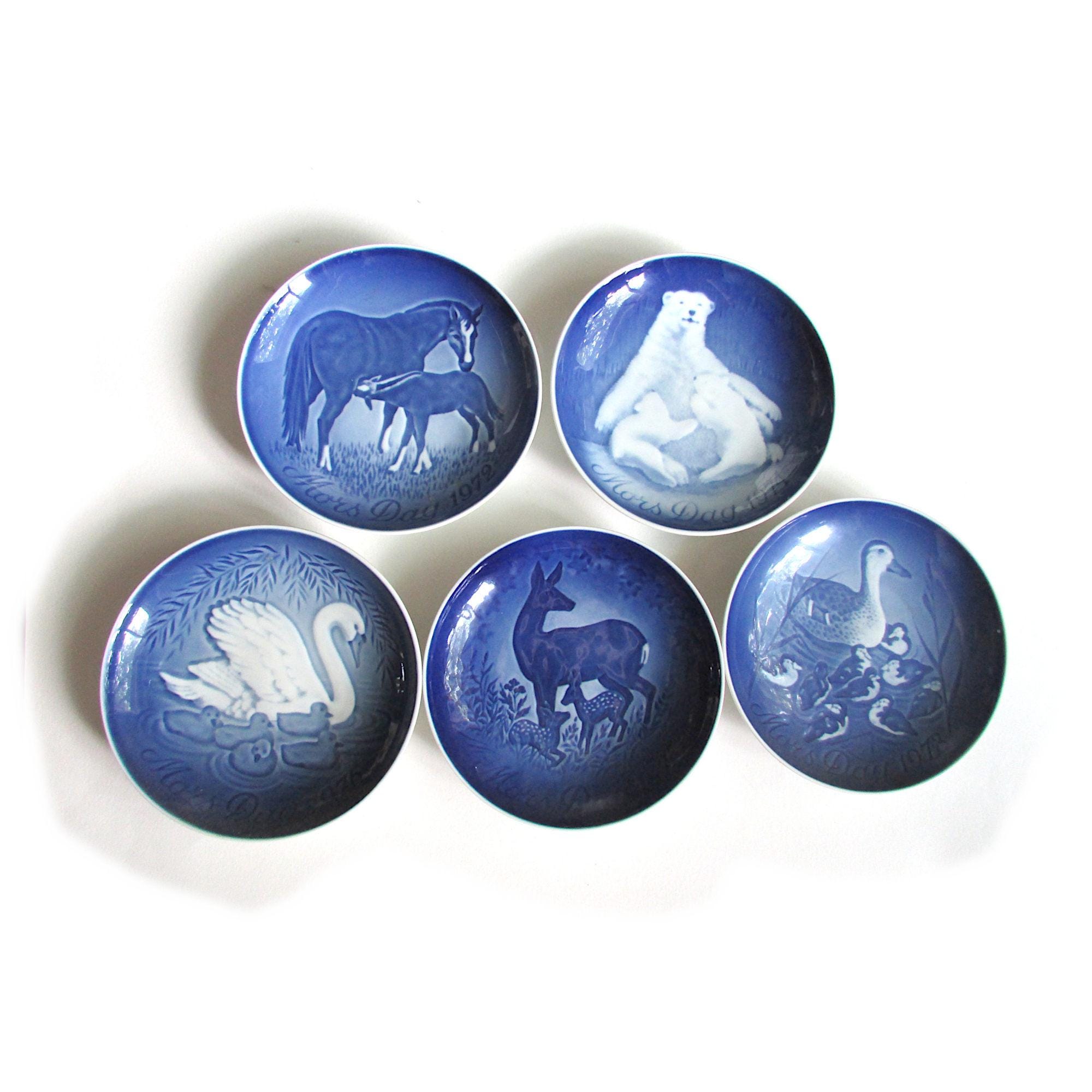 Bing and Grondahl B G Porcelain Mothers Day Plates, Blue White 6