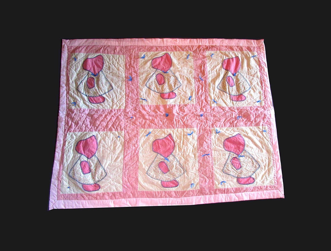 Old Handmade Girl With Pattern Quilt Throw 47x36 Etsy