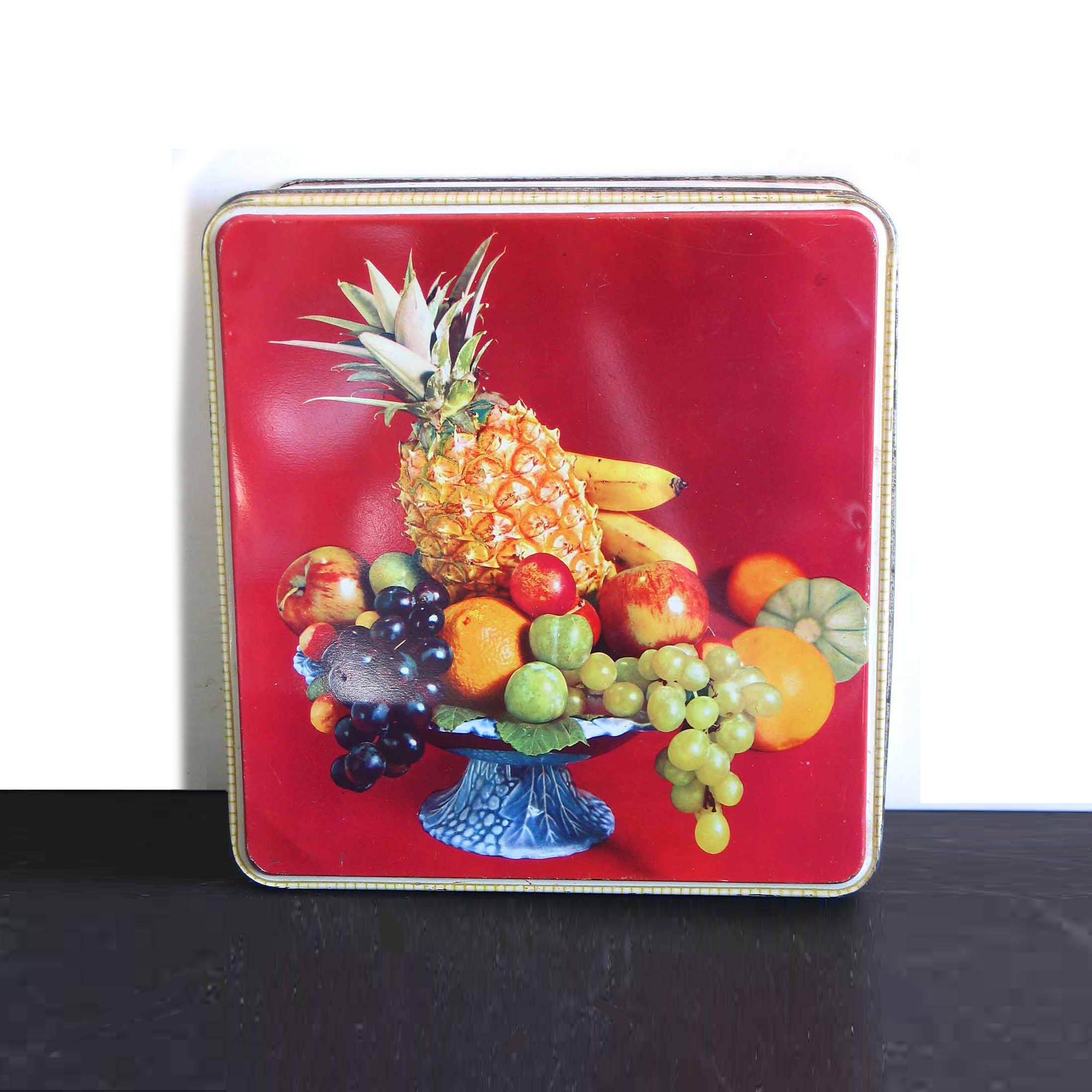 Vintage WR Jacob & Company Biscuit Tin Fruit on Red Liverpool
