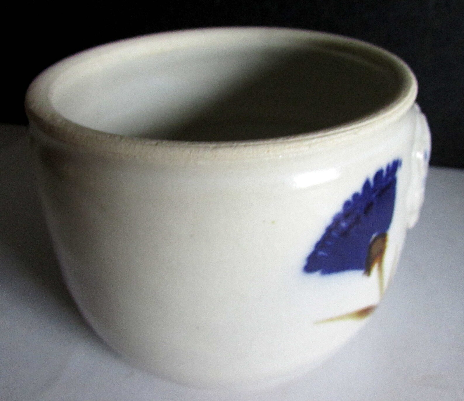 Handcrafted Embossed Pottery Butter Bowl Crock With Purple Etsy